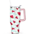 thumbnail image 2 of 40oz Cute Watermelon Pattern Stainless Steel Flip Straw Tumbler Spill Proof Travel Cup Double Wall Vacuum Insulated Coffee Mug with Top Handle, 2 of 6