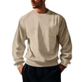 thumbnail image 2 of PNTUTB Men Casual Fashion Solid Color Pullover Textured Patch Pocket Long Sleeve Round Neck Shirts, 2 of 6