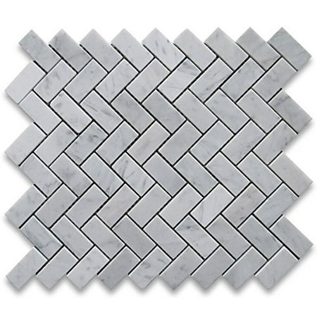 Carrara White Italian Carrera Marble Herringbone Mosaic Tile 1 x 2 Honed |  Walmart Canada