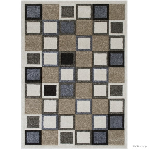 Allstar Rugs Allstar Woven Geometric Small Block Design Rug Ivory 7' 1"x10' 5" 8' x 10'