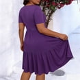 thumbnail image 7 of jtjvou Women's Summer Short Sleeve Mini Dress Tiered Flowy A-Line Dress Crewneck Casual Plus Size Dresses Beach Dresses Purple XXXXXL, 7 of 7