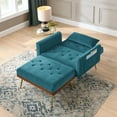 thumbnail image 2 of Recliner Sofa Chair with Ottoman and 2 Side Pockets, Wood Sofa Frame with Tufted Velvet Upholstered and Metal Legs, Adjustable Backrest Sofa Chair Suitable for Living Room and Office, Teal Blue, 2 of 7