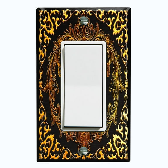 Metal Light Switch Plate Cover Elegant Black Crown Frame FRA021