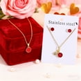 thumbnail image 4 of Costeam Valentines Day 304 Stainless Steel Collarbone Jewelry Set,Necklace and Earrings,Sweet Light Design,Luxurious Holiday Gift, 4 of 7