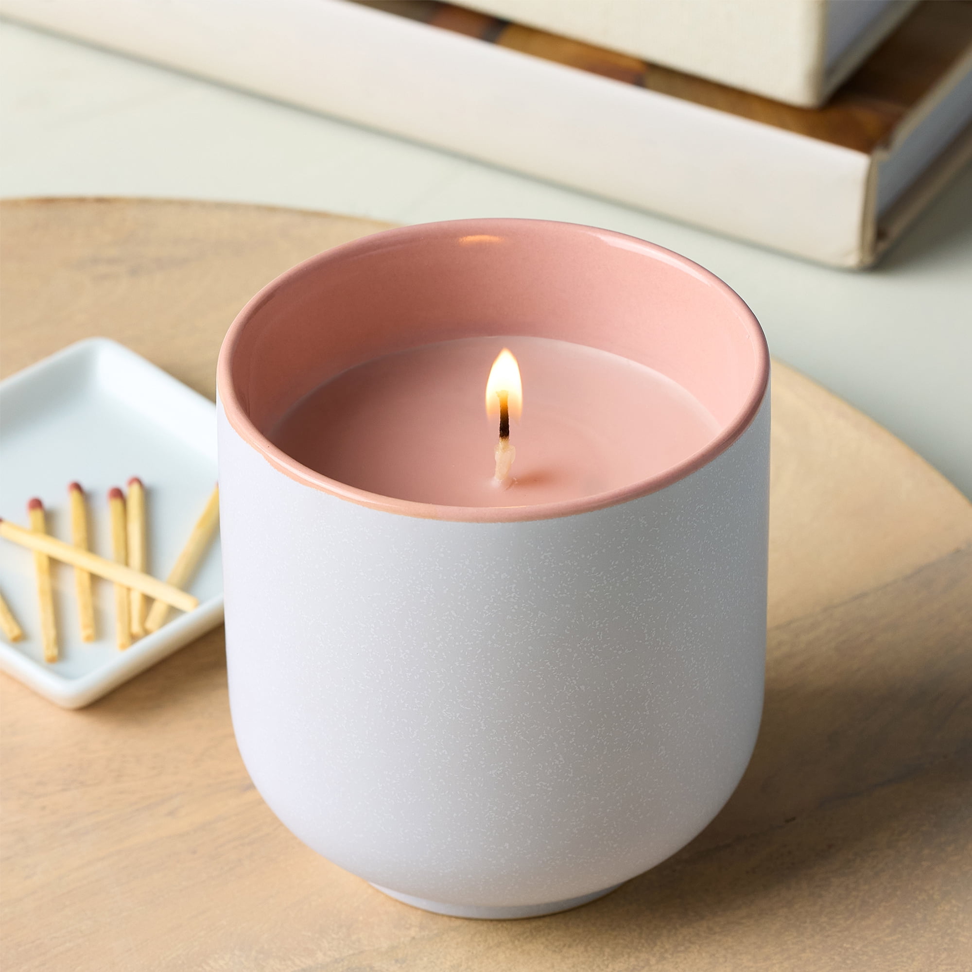 Better Homes & Gardens Pink Berry Freesia 1-Wick Ceramic Candle, 8 oz