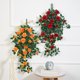 thumbnail image 2 of Decoración de flores artificiales de ratán, 6 cabezas de rosas colgantes falsas, plantas de enredadera de seda sintética de ratán para decoración de fondo de sala de bodas DIY, 2 of 7
