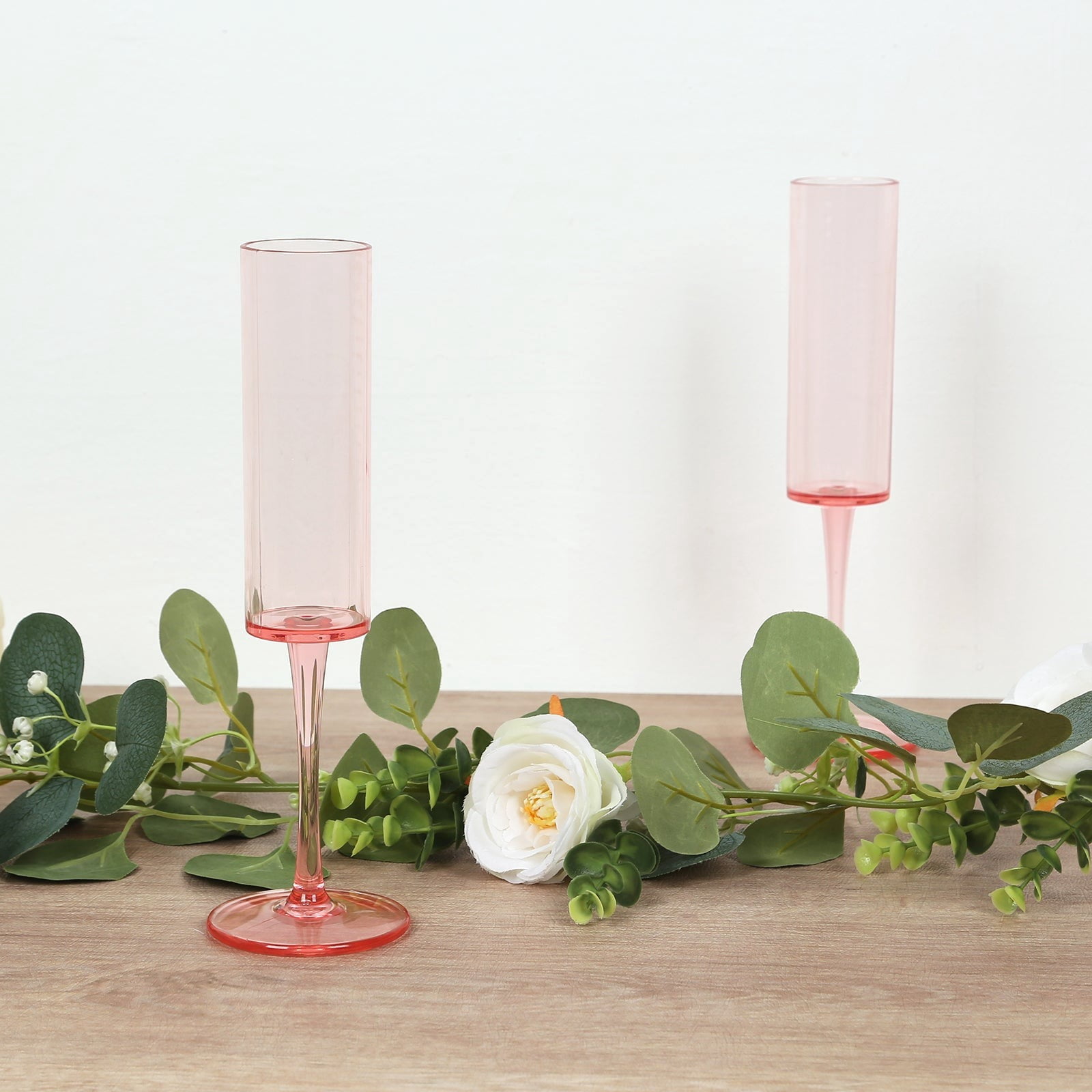 Balsa Circle 6 Blush 6 oz Cylindrical Reusable Plastic Champagne Flutes Wedding Party Events Reception Tableware Decorations Supplies