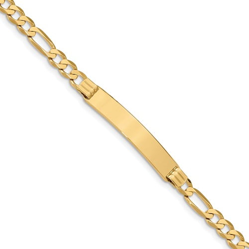 14k Yellow Gold 7in Figaro ID Bracelet (Plate: 1.7in x 0.3in) by Jewelrypot