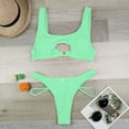 thumbnail image 3 of "Gubotare Swimsuit Women Women's Cutout One Shoulder Bikini Underwire Padded Bathing Suit Cheeky Thong Brazilian Swimsuit,Mint Green L", 3 of 5