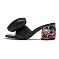 thumbnail image 2 of YDN Women's Bows Open Toe Slides Sandals Rhinestone Block Low Heeled Slip On Mules Casual Shopping Shoes Size 7 Black, 2 of 4