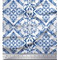 thumbnail image 1 of Soimoi White Rayon Fabric Vector Design Damask Print Fabric by the Yard 42 Inch Wide, 1 of 3