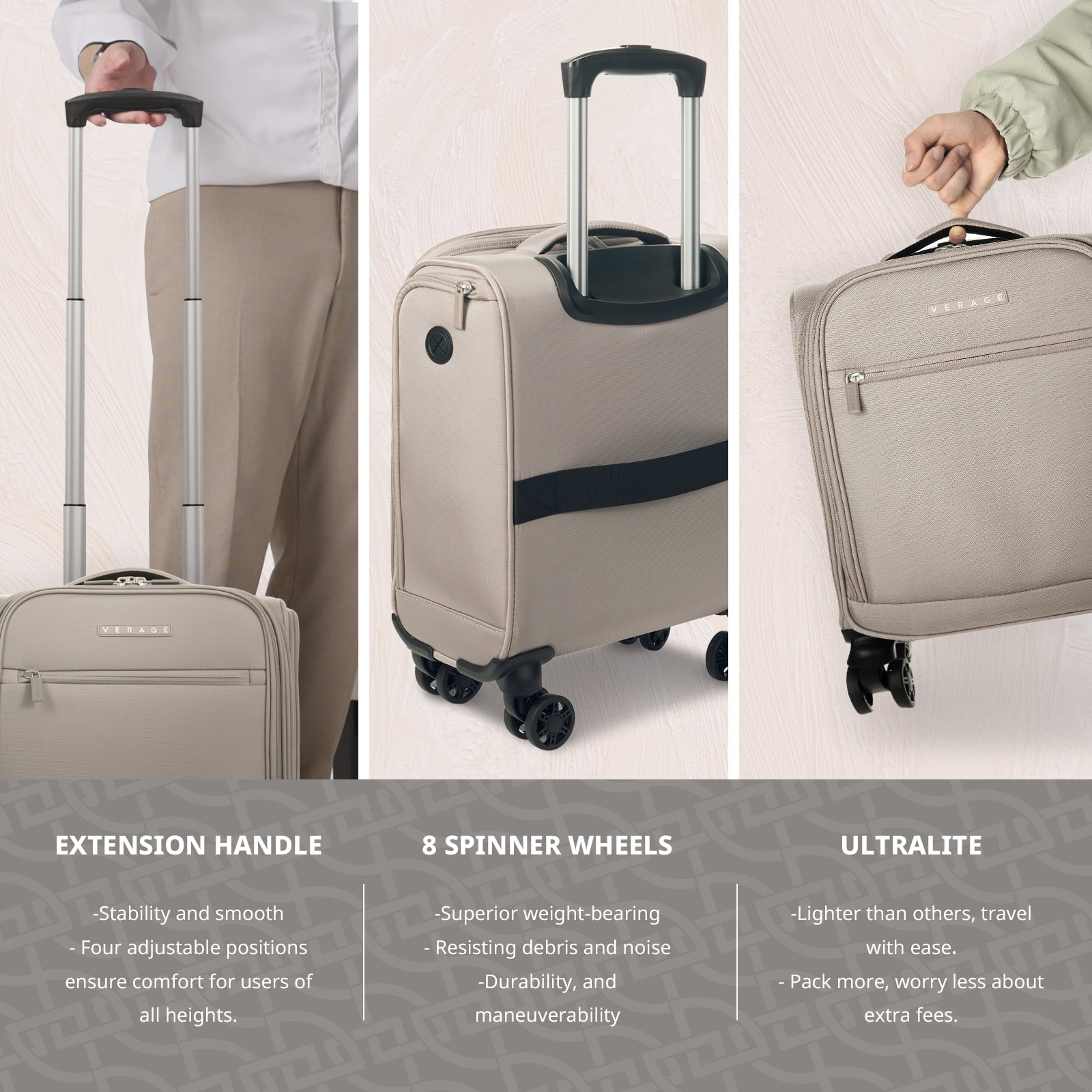 Verage Underseat Carry On Luggage with Wheels, 14.5-Inch Spinner Small Suitcase, Softside Lightweight Travel Bag for Men and Women, Airplane Carry On Bag