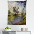 thumbnail image 1 of Woodland Tapestry, Watercolor Style River Scene Floral Composition with Trees Pastoral Nature, Fabric Wall Hanging Decor for Bedroom Living Room Dorm, 5 Sizes, Apple Green Blue, by Ambesonne, 1 of 1