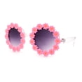 thumbnail image 2 of Womens Daisy Flower Trim Round Circle Lens Hippie Sunglasses Pink Smoke, 2 of 4