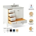 thumbnail image 3 of Ariel Cambridge 37 In. Right Offset Rectangle Single Sink Vanity With Carrara White Marble 0.75 In Countertop In White, 3 of 10