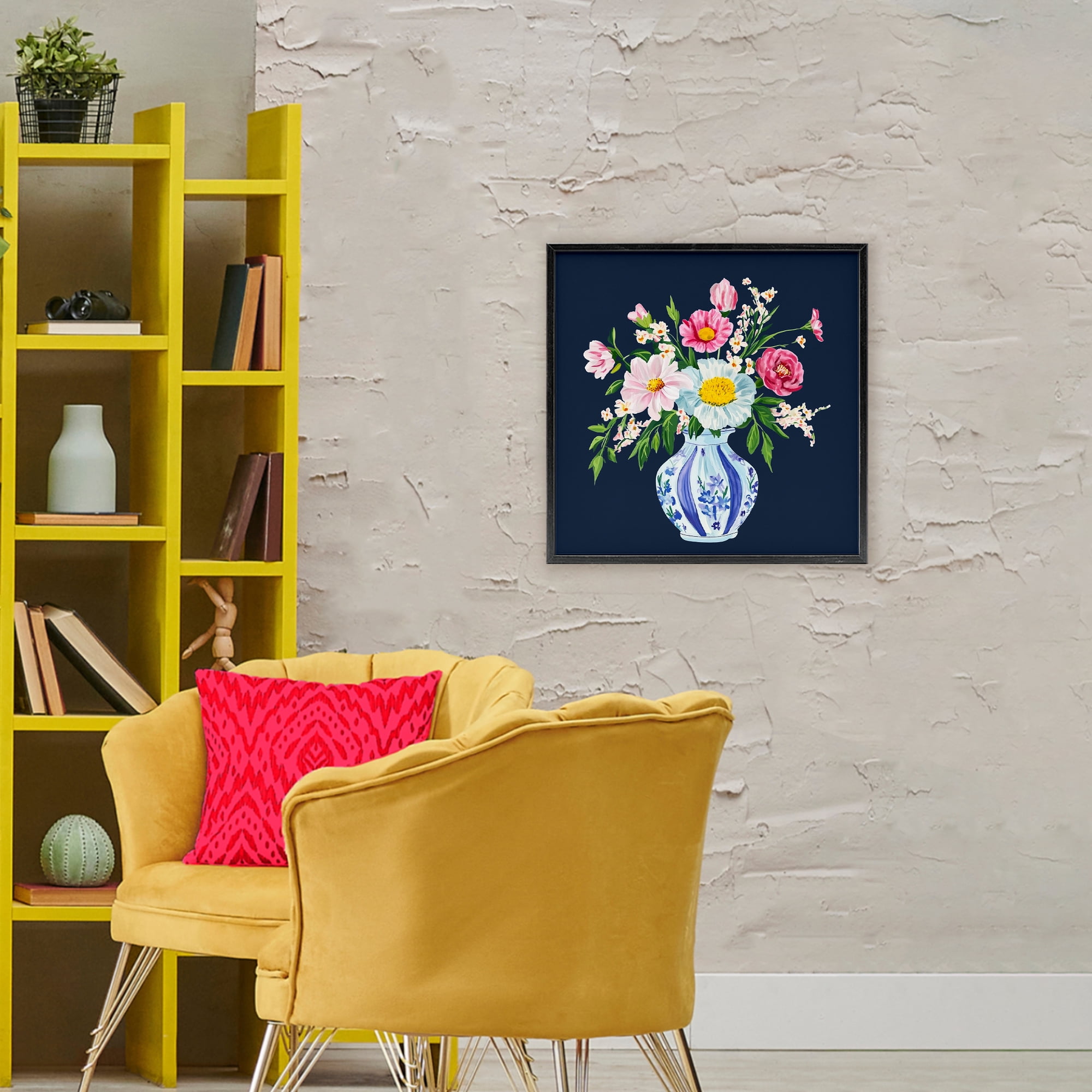 Spring Chinoiserie Vase Black Framed Giclee Art, design by Yen