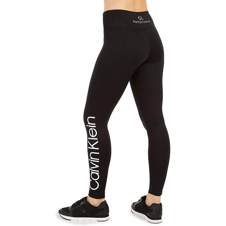 Calvin Women\'s Fleece-Lined Gear Black Leggings Size Performance XX-Large High-Waist Cold Klein
