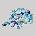 thumbnail image 4 of Spazoro Toddler Boys Girls Baseball Cap, Perforated Adjustable Dinosaur Print Breathable Washed Cotton Hat for Summer Protection Blue, 4 of 6