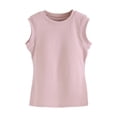 thumbnail image 2 of Aobny Build-in-Bra Sleep Shirts for Women Cotton Tops Only Pajama Shirts Sleeveless Crew Neck Sexy Sleepwear for Women,Pink,XL, 2 of 9