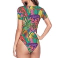 thumbnail image 4 of Daiia Colorful Dinosaur print Women's Crew Neck Short Sleeve Bodysuit Fashion Tops Fit Casual Basic Extender Bodysuit-Small, 4 of 9