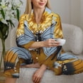 thumbnail image 6 of Haiem Vibrant Butterfly And Sunflowers Pattern Women’s Long-sleeve Sleepwear,Sleepwear Set,2-piece Loungewear Set,Soft PJs Comfy Nightwear with Pockets-Small, 6 of 7