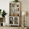 thumbnail image 6 of WAMPAT Farmhouse 72'' Tall Credenzas & Sideboards with Storage, Dining Hutch with Glass Doors and Adjustable Shleves, Pantry Storage for Kitchen, Home Decor, Living Room, Home Office, Rustic White, 6 of 8