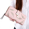 thumbnail image 3 of Women Hollow Out Leaf Long Clutch Purse Card Holder Bifold Leather Wallet, 3 of 8