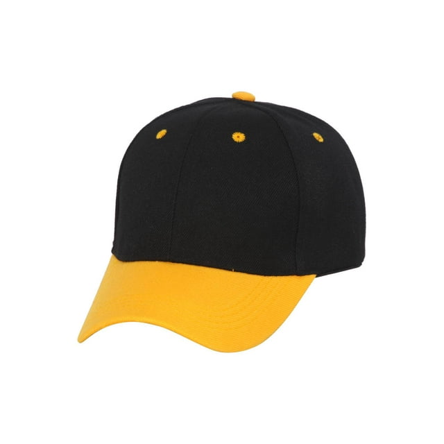 Two-Tone Adjustable Baseball Cap, Black Gold