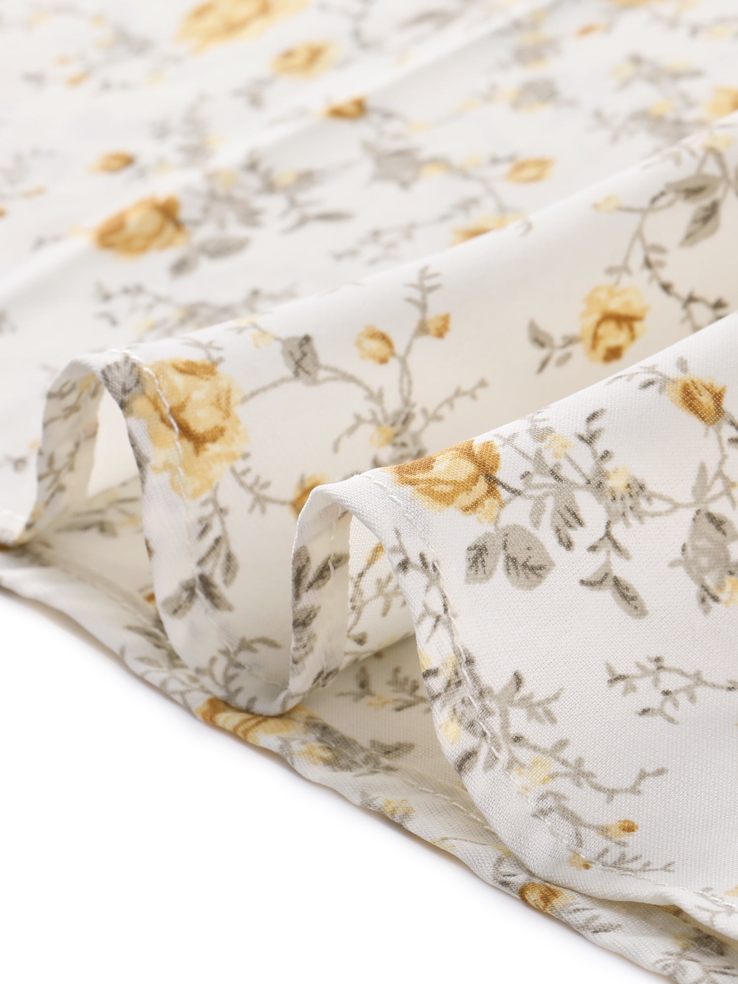 DARING DIVA Peter Pan Collar A-Line Flowy Midi Chiffon Floral Dress XL Light Yellow