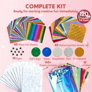 Joyfy Fashion Foil Art Kit for Kids, Mess Free Travel Toys with Foil Foam Stickers, Christmas Birthday Gift for Boys and Girls Ages 4 and Up