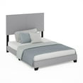 thumbnail image 4 of Furinno Pessac Fabric Upholstered Bed Frame with Wooden Slat Support, Full, Glacier, 4 of 6