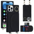 thumbnail image 4 of Crossbody Phone Cases for iPhone 14 Pro with Card Holder for Women,iPhone 14 Pro Case Wallet with Lanyard Strap,PU Leather Magnetic Clasp [360° Rotatable Ring Holder Kickstand],(Black), 4 of 13