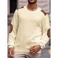 thumbnail image 5 of Coshow Mens Crewneck Pullover Sweater Waffle Textured Long Sleeve Knitted Sweaters with Elbow Patches, 5 of 5