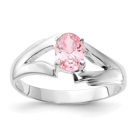 Auriga Fine Jewelry 925 Sterling Silver Polished Pink Oval CZ Ring for Women Size 8