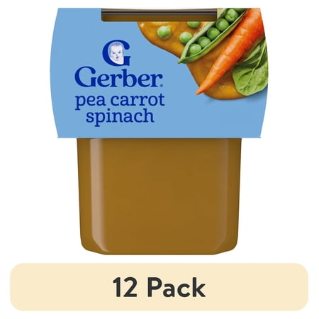 (12 pack) Gerber Kosher Baby Food with Pea Carrot Spinach, 1 Tub