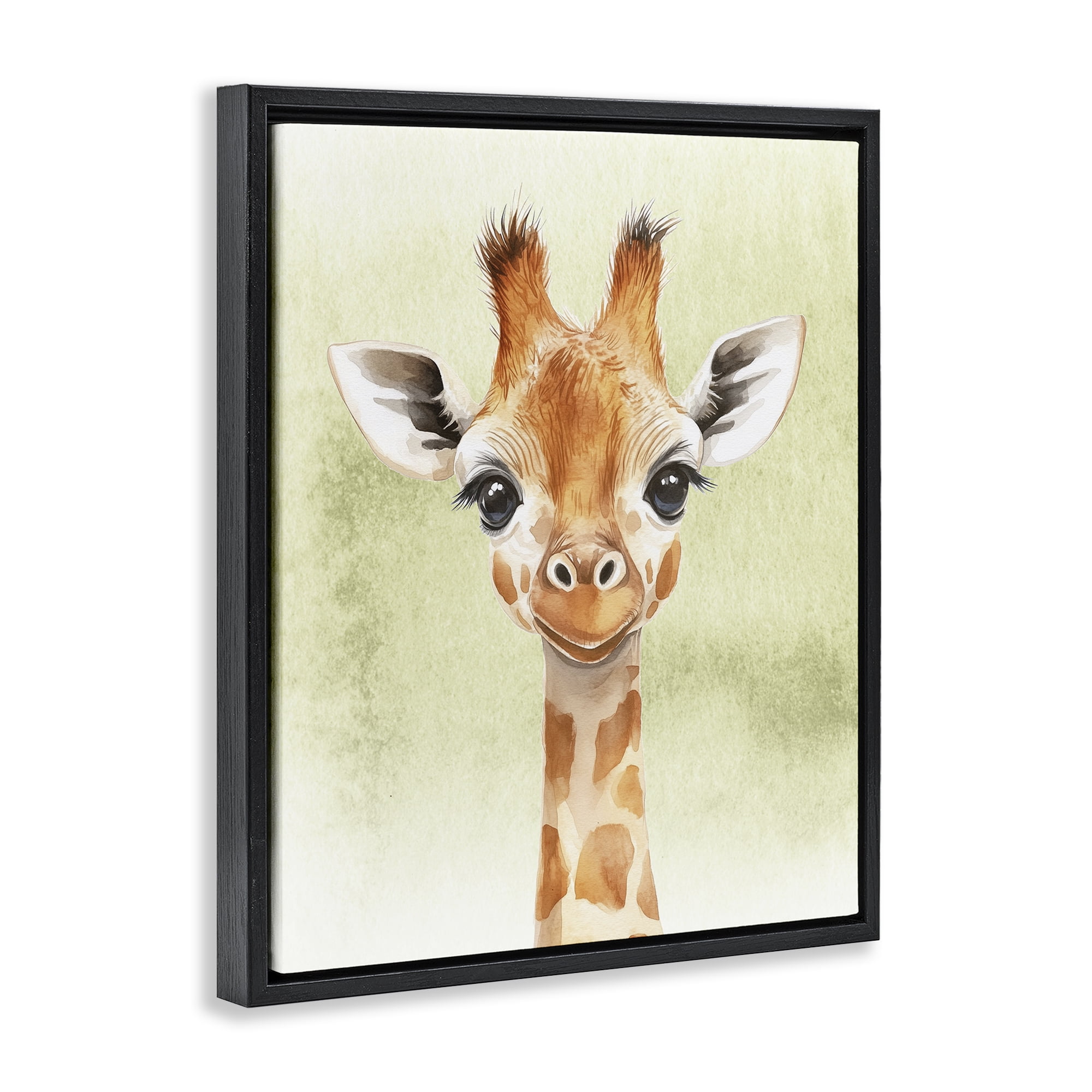Stupell Industries Jungle Friends Baby Giraffe Black Framed Floater Canvas Wall Art, design by Christine Simpson Art