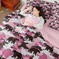 thumbnail image 3 of Castle Fairy Woodland Animal Bear Queen Bedding 7pcs,Vintage Abstract Camo Bedding Comforter Set Queen,Hot Pink Brown,Pink Reversible, 3 of 7