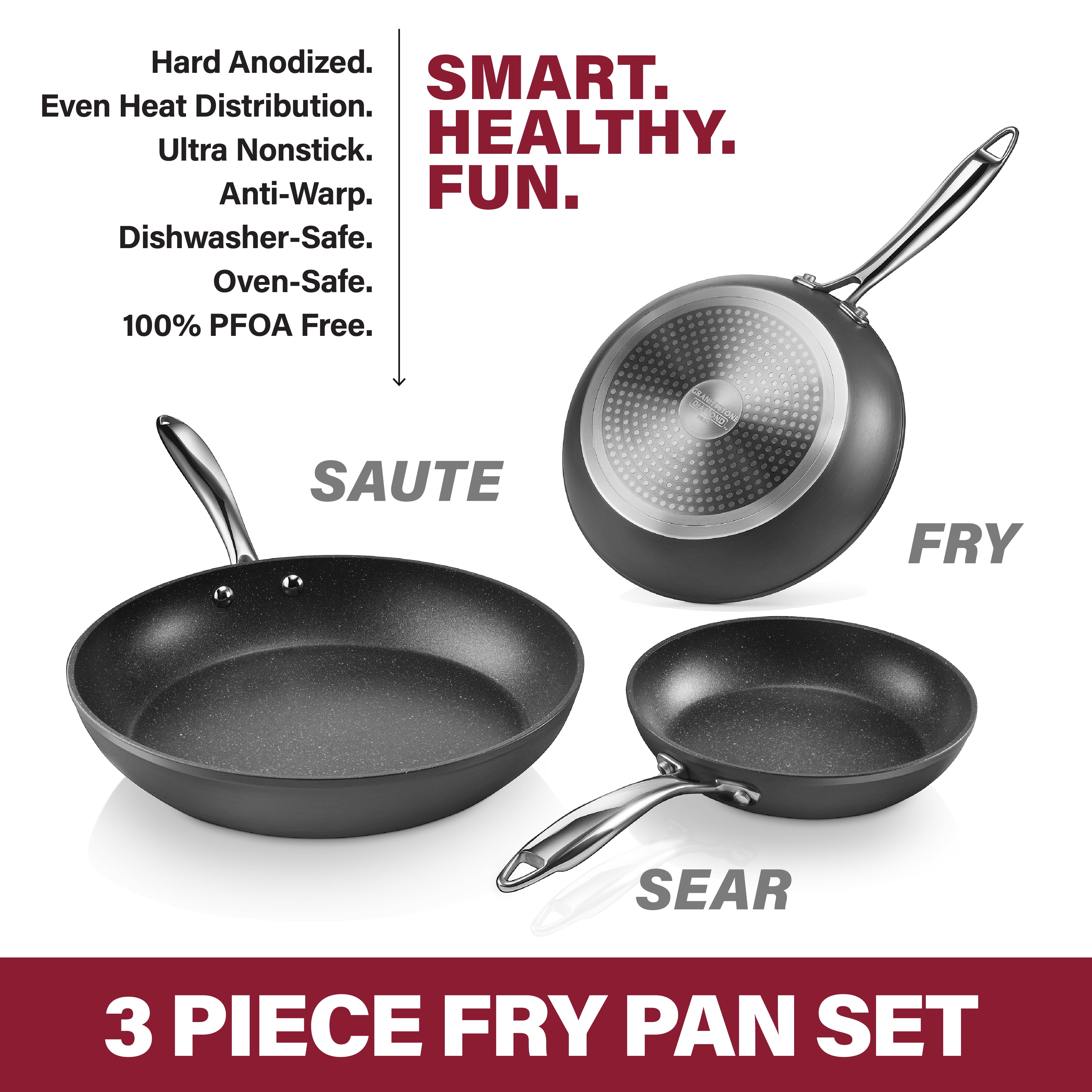 Granitestone 3-Piece Pro Series Frying Pan Set - 8, 10 & 12
