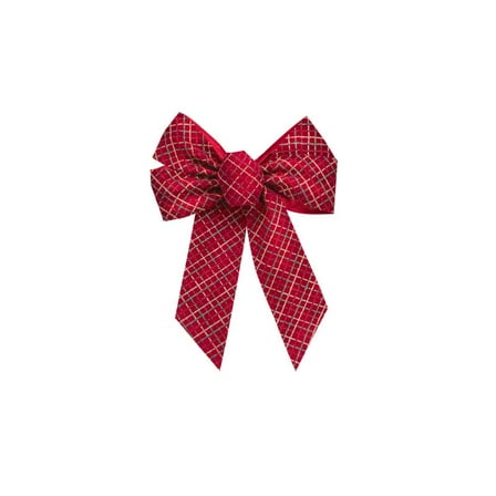 Holiday Trims 7lp 14" Rdgrnbge Pld Bow 6156 Pack of 12