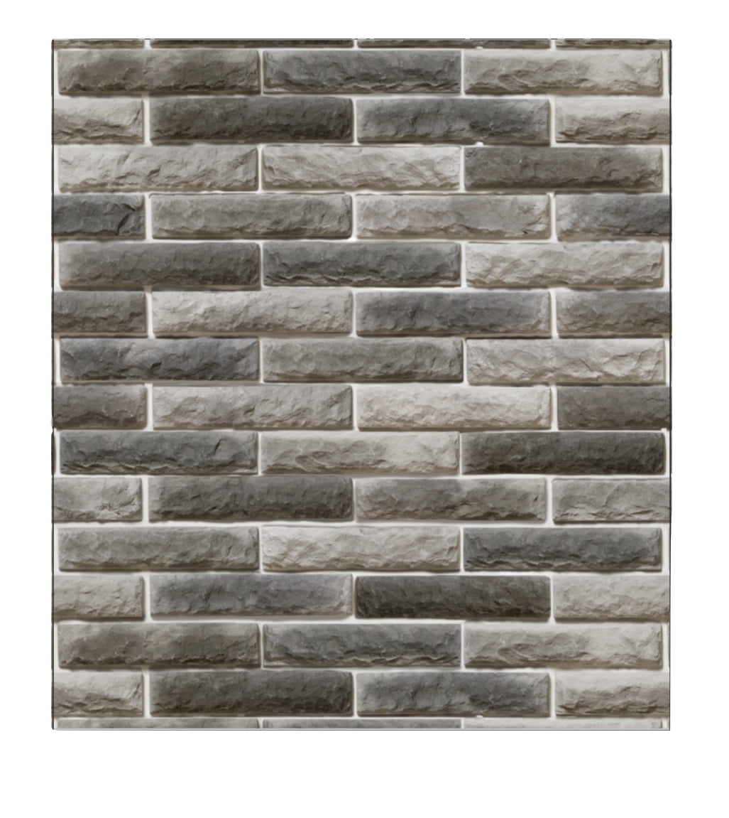 Grey, Charcoal Faux Bricks, 2.3ft X 2.5ft, 3D Wall Panel, Peel and