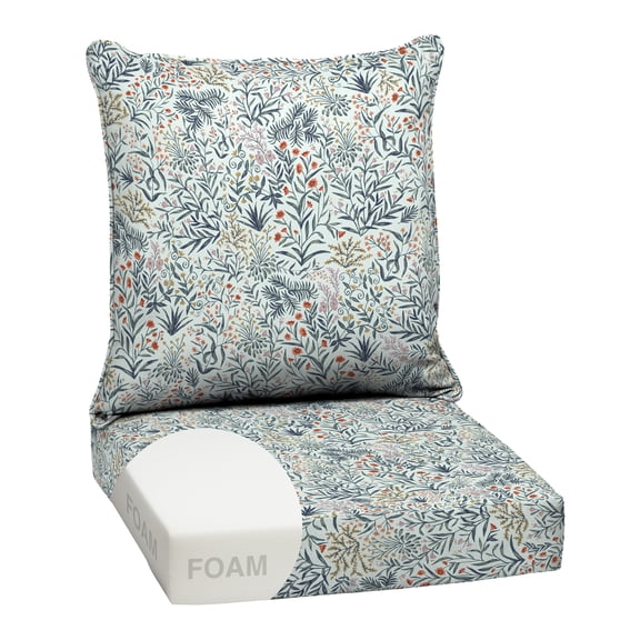 ARDEN Outdoor Foam Deep Seat Cushions Set, 24x24, Premium High-Density Foam, Never Flattens, Weather-Proof for Patio Chair Sofa Couch, Pistachio Botanical