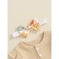 thumbnail image 6 of Suealasg Baby Girl Halloween Outfit Newborn Girl Spring Fall 3Pcs Clothes 3 6 9 12 18 Months Infant Girl Long Sleeve Ribbed Romper Sunflower Pattern Flare Pants Headband Set, 6 of 7