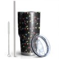 thumbnail image 2 of 30oz Multicolor Christmas Light Pattern Tumblers Stainless Steel Tumbler with Lid and Straw,Vacuum Insulated Double Wall Travel Tumbler Cups Mug with Cleaning Brush for Coffee,Tea, 2 of 7