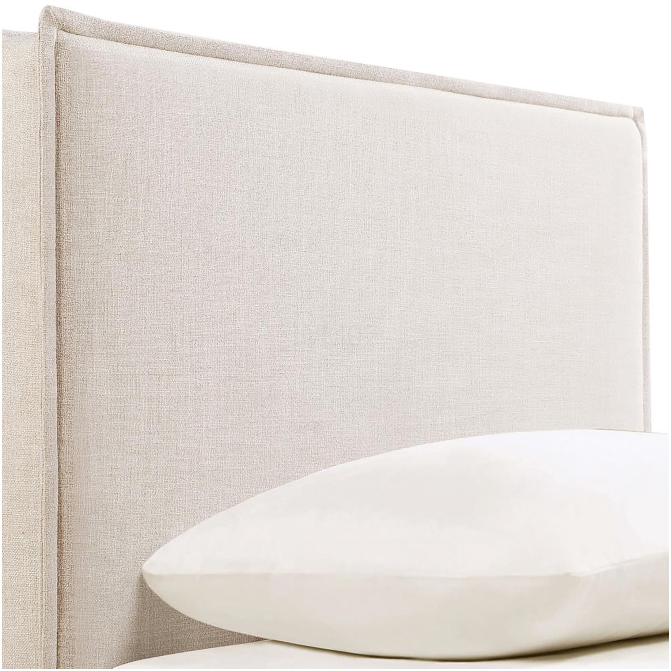 Modern Upholstered Bed Frame with Headboard, Sand Color Fabric, Minimalist Design for Queen King Full Twin Size