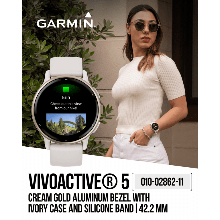 Garmin Vivoactive 5 Health and Fitness GPS Smartwatch, 1.2in AMOLED  Display, Up to 11 Days of Battery, Cream Gold Aluminum Bezel with Ivory  Case and