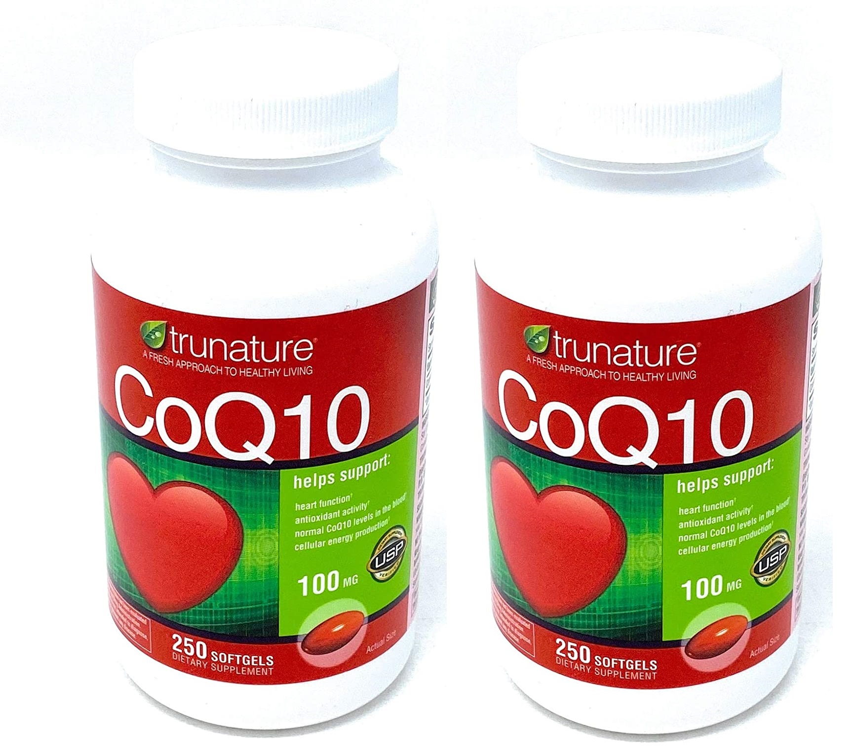 trunature CoQ10 100 mg., 250 Softgels each bottle, Pk of 2 .