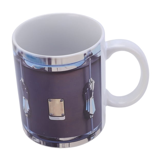 Taza Vintage, Taza De Café De Acero Inoxidable De Cerámica Con Patrón De Tambor De 11 Onzas Con Cuchara Para Bebidas Frías Y Calientes