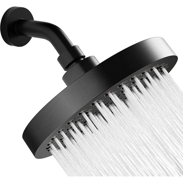 Cabezal de ducha fijo, cabezal de ducha tipo lluvia que ahorra agua, cabezal de ducha fijo, cabezal universal ajustable, negro TUNC Sencillez
