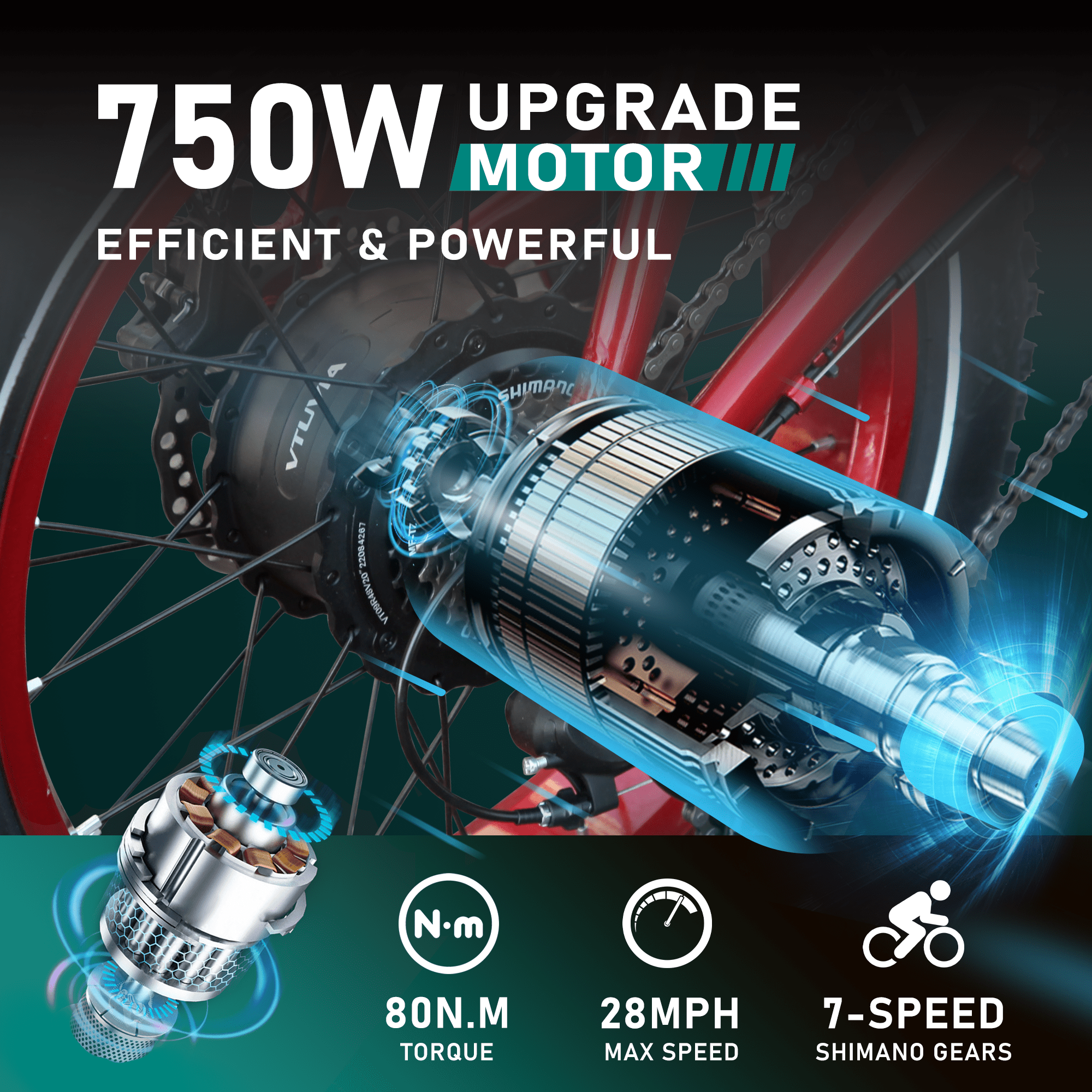 VTUVIA 750W Electric Bike with 48V 13AH Battery, Philippines Ubuy