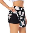 thumbnail image 3 of Lsque Lilies Flowers Printed Women's Running Shorts with Liner Pockets,Elastic Quick Dry Workout Athletic Gym Yoga Shorts,Womens High Waist Shorts-Small, 3 of 9